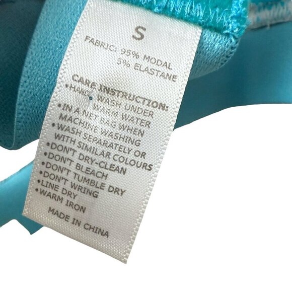 Stripe & Stare Bra Size Small Bralette Blue Turquoise Stripe Modal Blend NEW - Picture 4 of 7